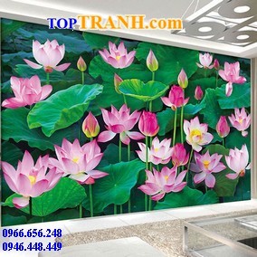 Tranh thêu kín đầm sen